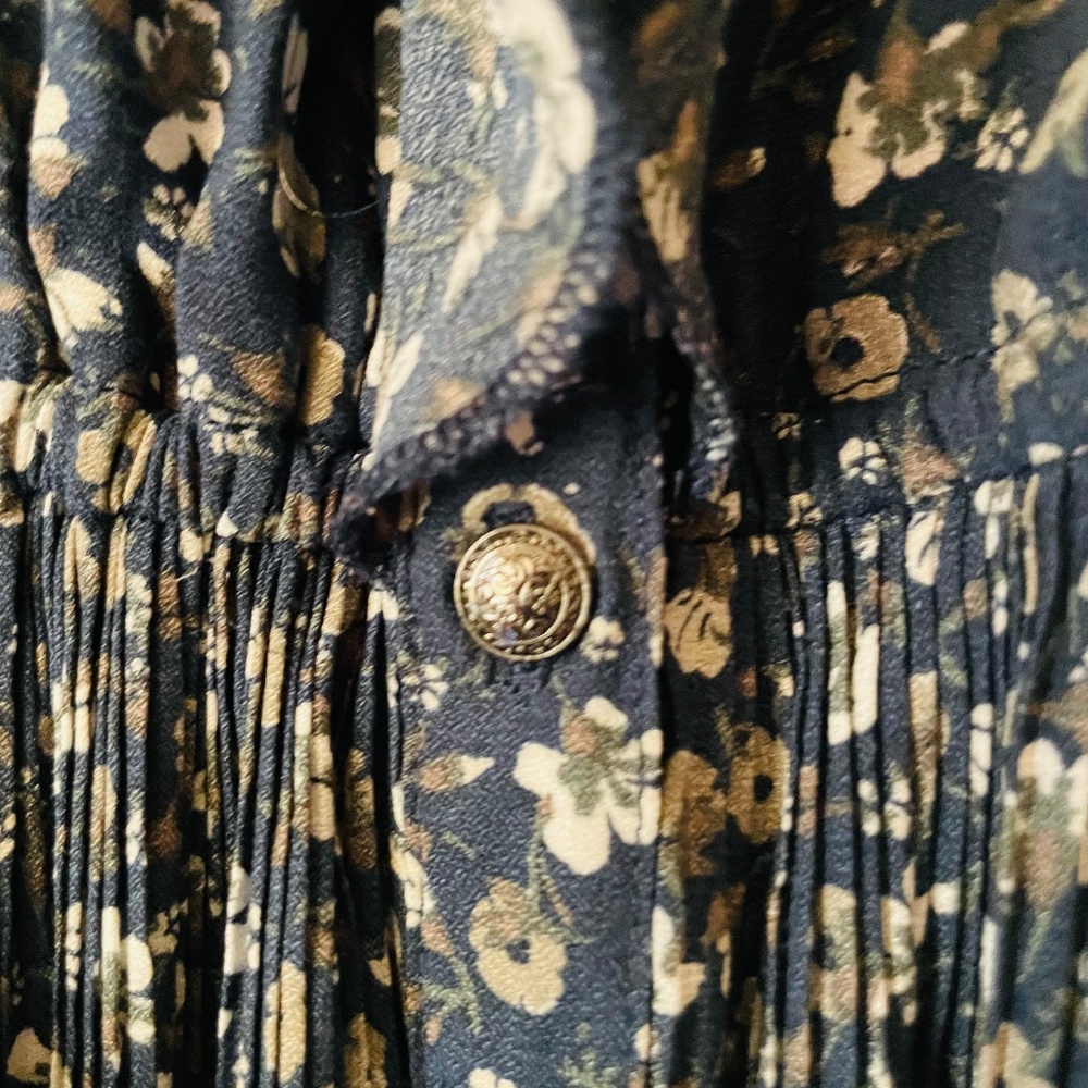 Free People XS Navy Slate Blue Floral Print Midi Dress - Picture 6 of 16